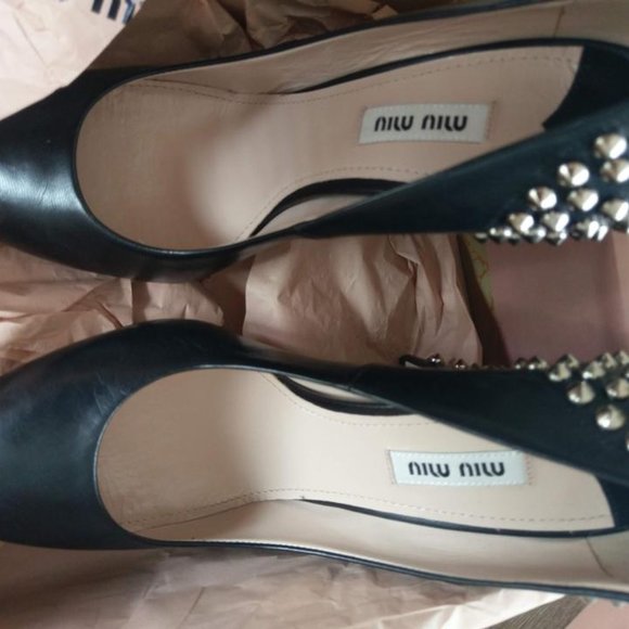 Miu Miu®  Black Studded Heels Pumps - Picture 2 of 9